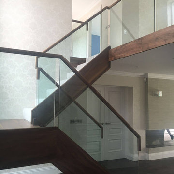 Walnut Sandwiched Glass Staircase