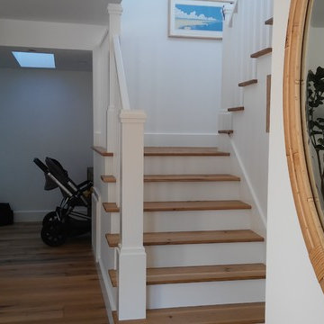 White contemporary craftsman stair railing