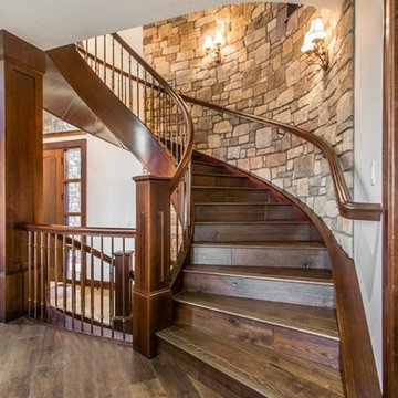 White Oak and Alder Curved Staircase