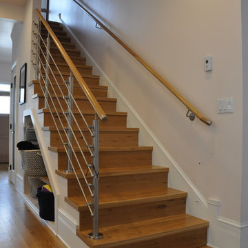 White Oak and Stainless Steel Staircase and Railing
