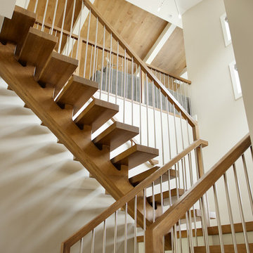 white oak mono stringer with stainless steel spindles