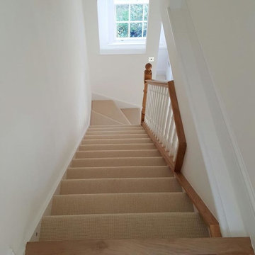 White Stair Carpet  With Silver Stair Rods