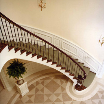 Winding stair with wainscoting