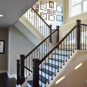 Wood and steel railing staircase
