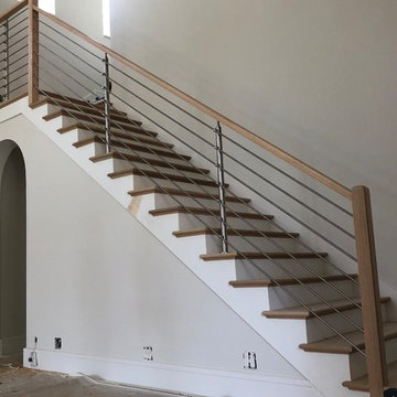 Wood Handrails with Horizontal Stainless Steel Rods