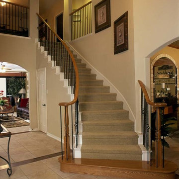 Wood Railing with Wrought Iron Balusters