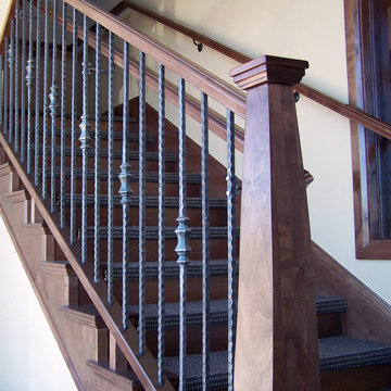 Wood Railing with Wrought Iron Balusters