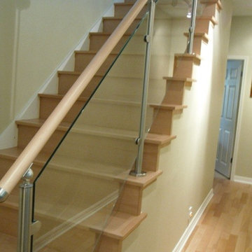 Wood Stairs and Stainless Steel/Glass Railings