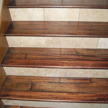 Wood treads with tile risers
