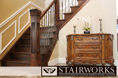 Wooden Stairs with Steel Balusters