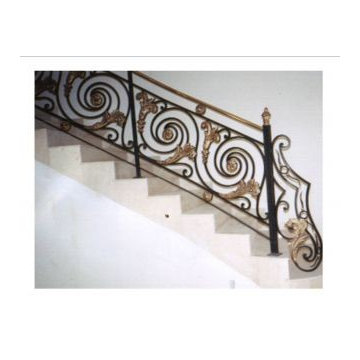 Wrought Iron Staircase Railing with Decorative Leaves