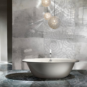 Bagno Lussuoso con vasca esterna e gres porcellanato decorato EXPLORA & DEKORA