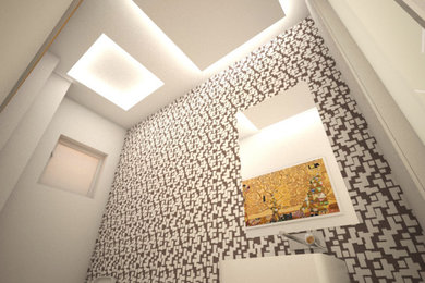 Immagine di una stanza da bagno design con WC a due pezzi