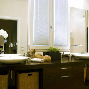 75+ Bäder mit Schieferfliesen und Glaswaschbecken/Glaswaschtisch Ideen