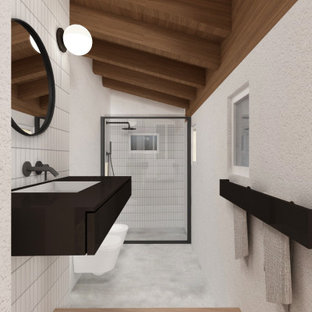 75+ Badezimmer mit buntem Boden und Holzdecke Ideen & Bilder - Februar