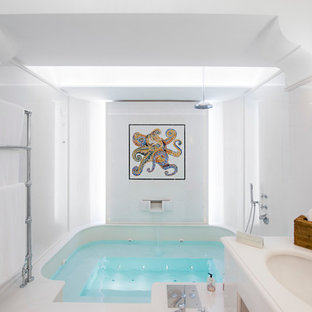 White Bathroom With A Hot Tub, Hot Tub Bathtub Combo