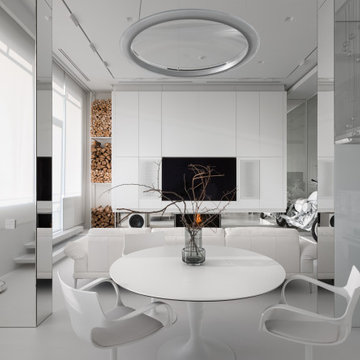 Stylish monochromatic white penthouse