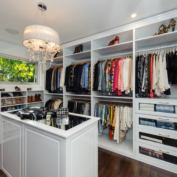 Luxury dressing room white gloss with Island
