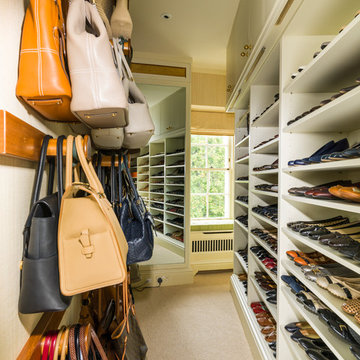Walk in Closet with storage for Shoes and Handbags designed and made by Tim Wood