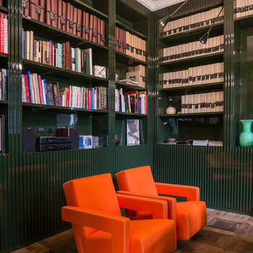 Dark Green and Orange - Boiserie moderne e pareti attrezzate
