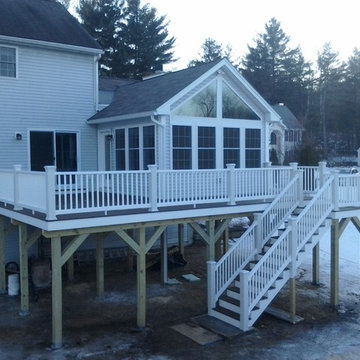 3 Season room with triangle glass windows and composite deck