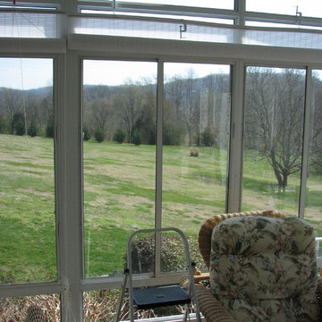BEFORE. Bright glare and heat in sun room.