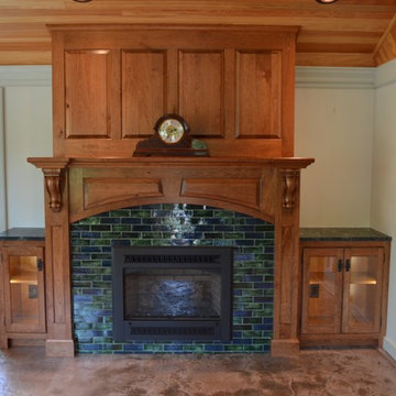 Cherry Mantel and flanking cabinets