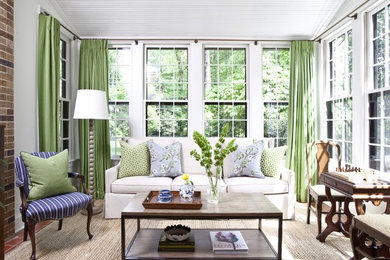 Inspiration for a timeless sunroom remodel in Atlanta with a standard ceiling