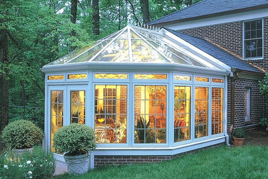 Sunroom - large victorian sunroom idea in DC Metro with no fireplace and a glass ceiling
