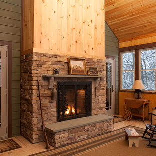 75+ Holzfarbene Wintergärten mit Kaminumrandung aus Stein Ideen