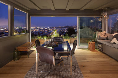 Sunroom - contemporary light wood floor sunroom idea in San Francisco with a standard ceiling