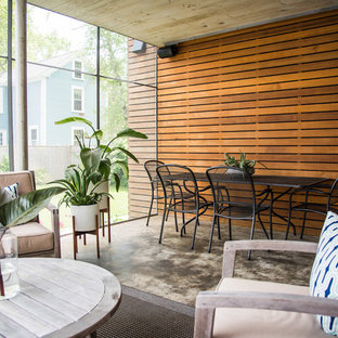 Sunroom - contemporary multicolored floor sunroom idea in Boston with a standard ceiling