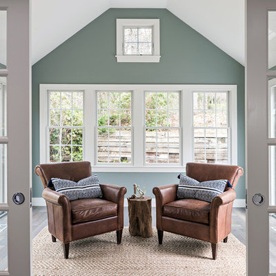 Sunroom - small coastal light wood floor and gray floor sunroom idea in Boston with no fireplace and a standard ceiling