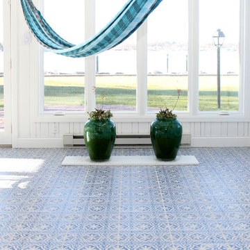 Fresh Patterned Tile in a Lake House