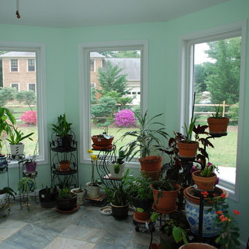 Large windows bring in lots of sunlight.