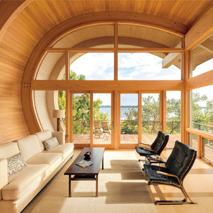 Esempio di una veranda minimal con soffitto classico
