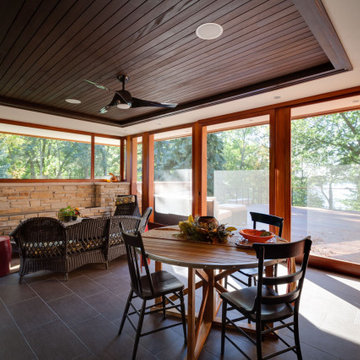 North Lake - Chenequa, WI - Modern Home Sunroom with Lake View and Green Roof