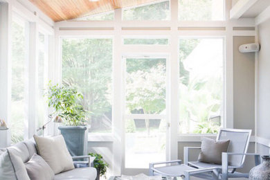Inspiration for a small classic conservatory in Nashville with slate flooring, a skylight and grey floors.