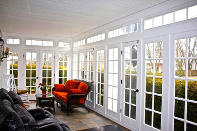 Inspiration for a large transitional sunroom remodel in New York