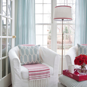 red white and blue sunroom