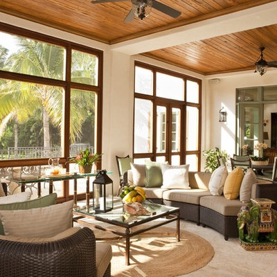 Inspiration for a mediterranean sunroom remodel in Miami with no fireplace and a standard ceiling