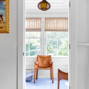 Inspiration for a small coastal painted wood floor and blue floor sunroom remodel in Boston with no fireplace and a standard ceiling