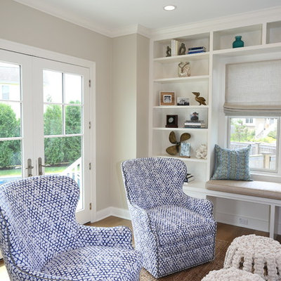 Example of a mid-sized beach style light wood floor and beige floor sunroom design in New York with no fireplace and a standard ceiling