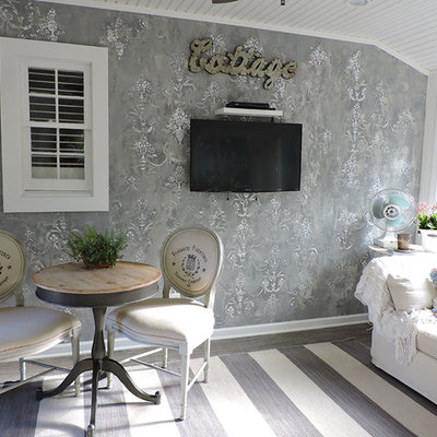 Example of a mid-sized beach style linoleum floor and gray floor sunroom design in Other with a standard ceiling and no fireplace
