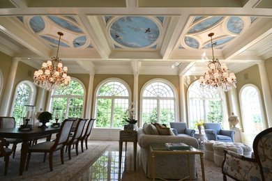 Sky Ceiling with Cardinals murals, hand-painted by Tom Taylor of Mural Art LLC
