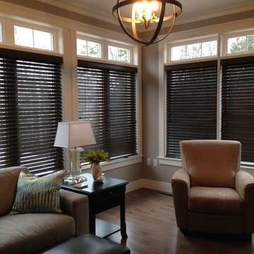 Stained wood blinds in Moncton Sunroom