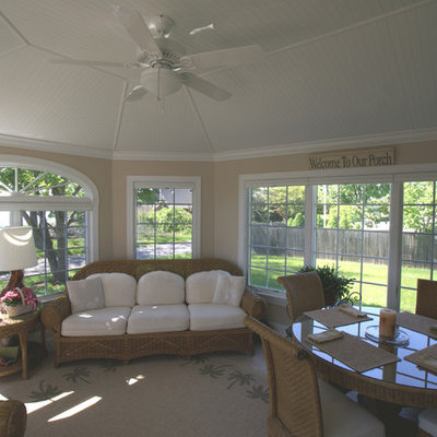 Sunroom - mid-sized coastal ceramic tile sunroom idea in New York with no fireplace and a standard ceiling