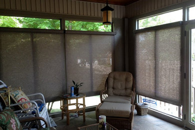 Mid-sized trendy ceramic tile sunroom photo in Other with no fireplace and a standard ceiling