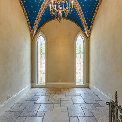 Example of a mid-sized tuscan terra-cotta tile and beige floor sunroom design in Austin with a standard ceiling