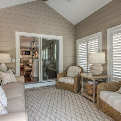Inspiration for a small coastal gray floor and slate floor sunroom remodel in Detroit with a standard ceiling and no fireplace